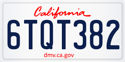 CA license plate 6TQT382