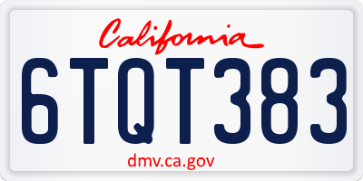 CA license plate 6TQT383