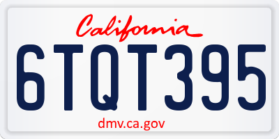 CA license plate 6TQT395