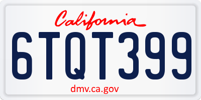 CA license plate 6TQT399