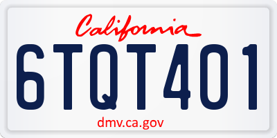 CA license plate 6TQT401