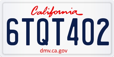 CA license plate 6TQT402