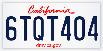 CA license plate 6TQT404