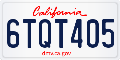 CA license plate 6TQT405