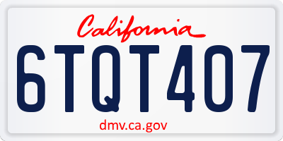 CA license plate 6TQT407