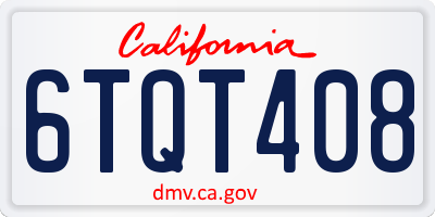 CA license plate 6TQT408