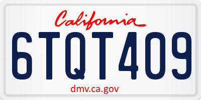 CA license plate 6TQT409
