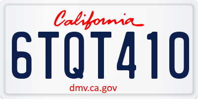 CA license plate 6TQT410