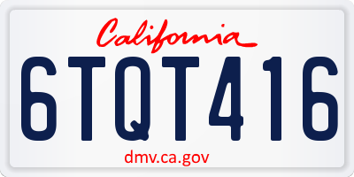 CA license plate 6TQT416