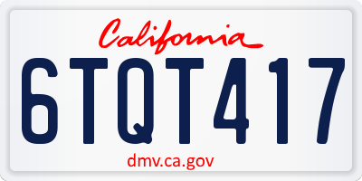 CA license plate 6TQT417