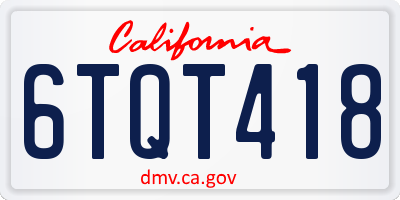 CA license plate 6TQT418