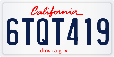 CA license plate 6TQT419