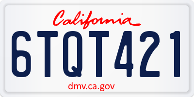 CA license plate 6TQT421