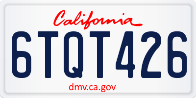 CA license plate 6TQT426