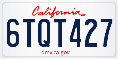 CA license plate 6TQT427