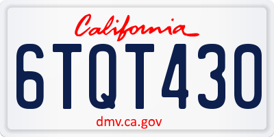 CA license plate 6TQT430