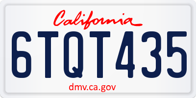CA license plate 6TQT435
