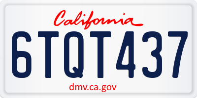 CA license plate 6TQT437