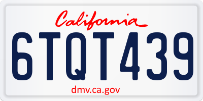 CA license plate 6TQT439