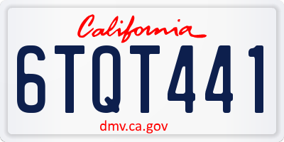 CA license plate 6TQT441