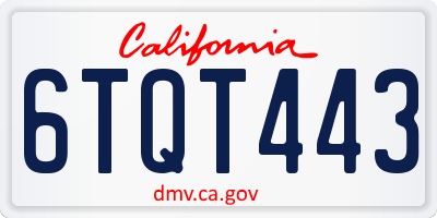 CA license plate 6TQT443