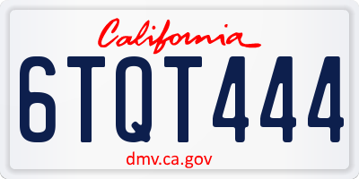 CA license plate 6TQT444