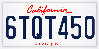 CA license plate 6TQT450