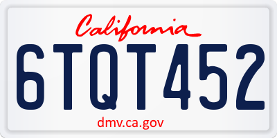 CA license plate 6TQT452