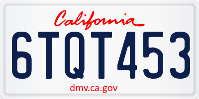 CA license plate 6TQT453