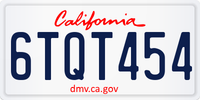 CA license plate 6TQT454