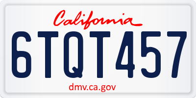 CA license plate 6TQT457