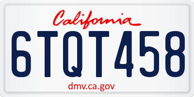 CA license plate 6TQT458