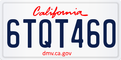 CA license plate 6TQT460