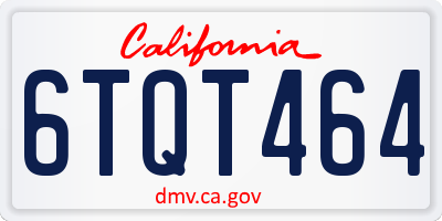 CA license plate 6TQT464