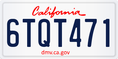 CA license plate 6TQT471