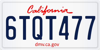 CA license plate 6TQT477