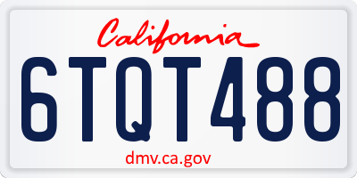 CA license plate 6TQT488