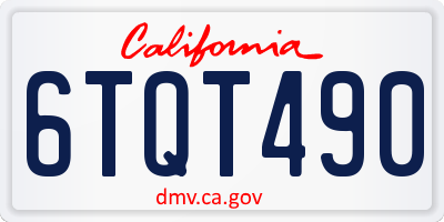 CA license plate 6TQT490