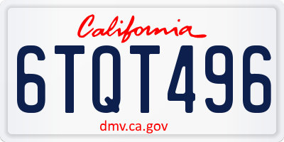 CA license plate 6TQT496