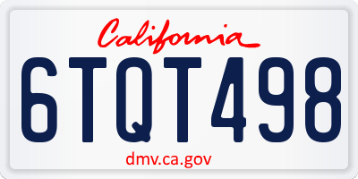 CA license plate 6TQT498