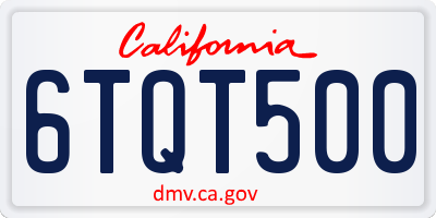 CA license plate 6TQT500