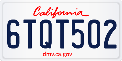 CA license plate 6TQT502