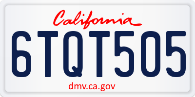 CA license plate 6TQT505