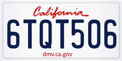 CA license plate 6TQT506