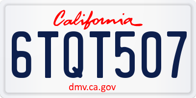 CA license plate 6TQT507