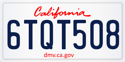 CA license plate 6TQT508