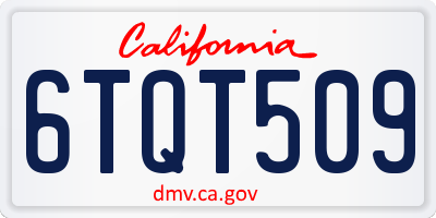 CA license plate 6TQT509