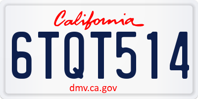 CA license plate 6TQT514