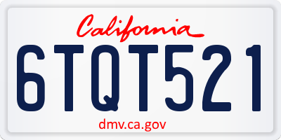 CA license plate 6TQT521