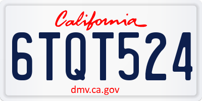 CA license plate 6TQT524